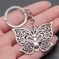 WYSIWYG 35x50mm Metal Zinc Alloy Antique Silver Plated Butterfly Key Chain Souvenirs Gift P1-ABD-C12398