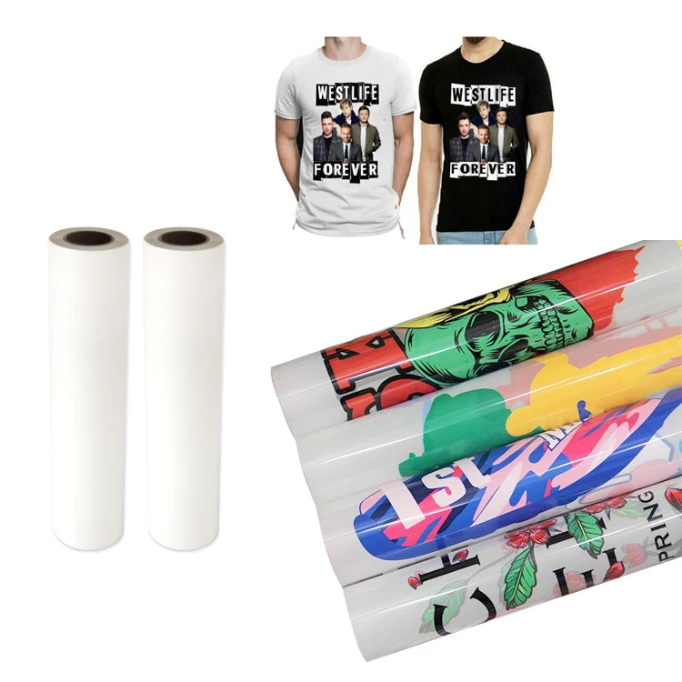Cold/Hot Peel Double Sided Matte 60cm A3 Roll Heat Transfer PET DTF Printer Film for Digital Inkjet T-Shirt Printer