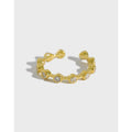 S925 Sterling Silver Opening 18K Gold Rings INS Temperament Adjustable Ring Micro Insert Zircon Gemstone Rings for Girls Gift