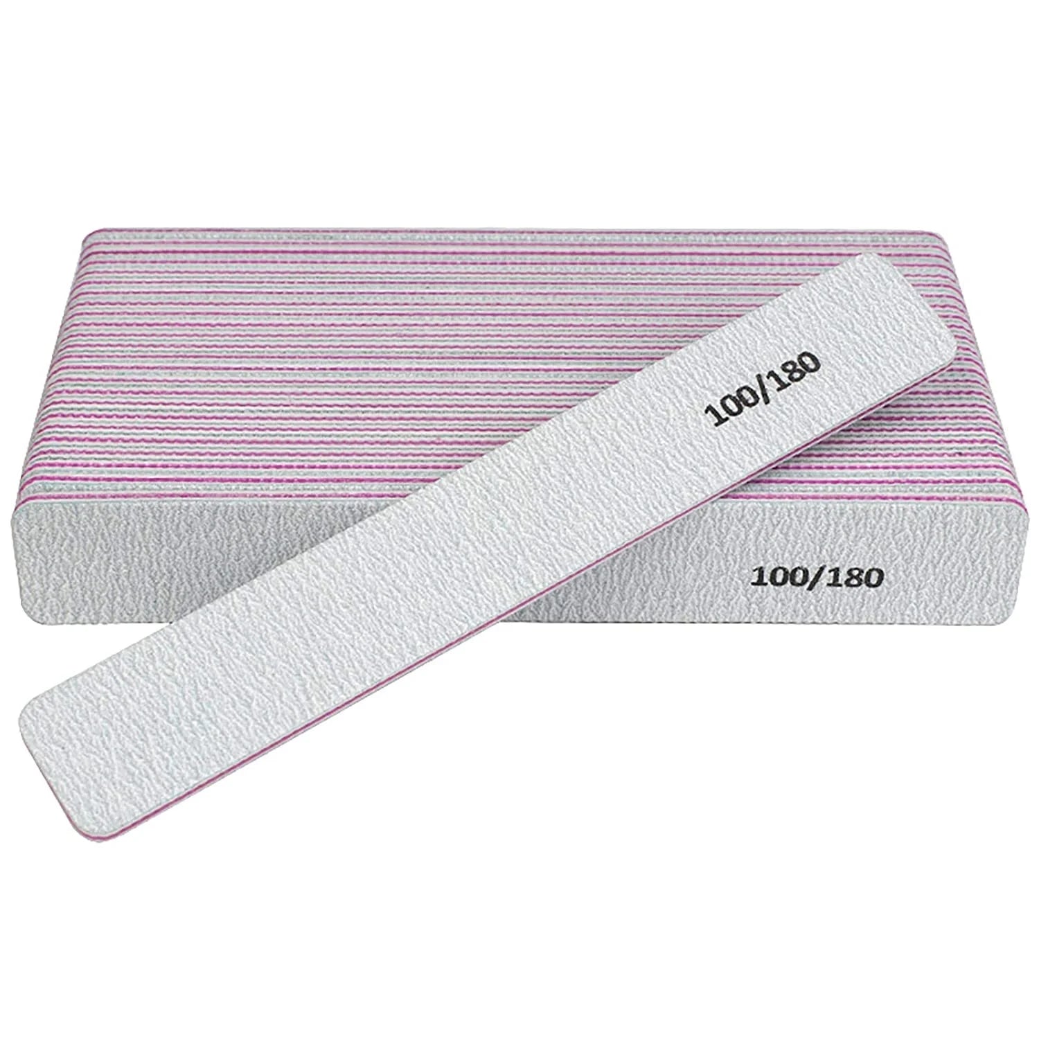 Yihuale Nail File Professional Reusable 100/180 Grit Double Sides Washable Nail File Manicure Tools for Poly Nail Extension Gel