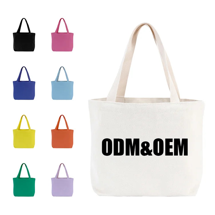 Eco-Friendly Reusable Organic Calico Cotton Canvas Tote Bag Custom Logo Printed Blank Grocery Shopping Bag