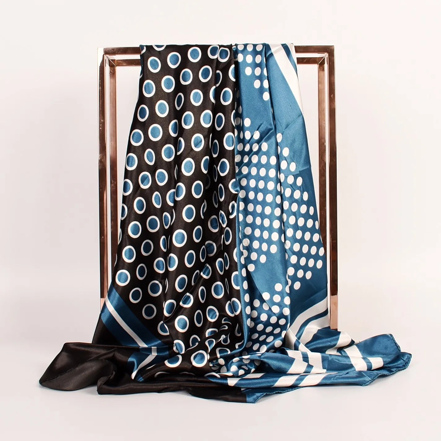 2026 Autumn and Winter New Wave Point Color Matching Fashion Satin Big square Scarf Women Variety for Selection Custom logo
