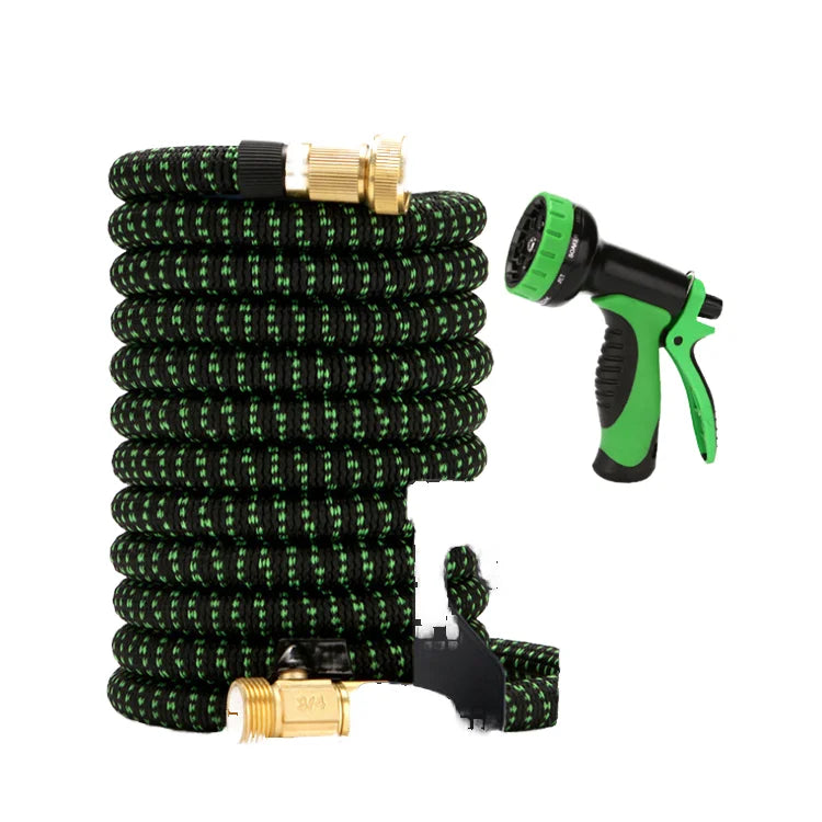 Factory Sales Black & Green Expandable Plastic ABS Garden Hose Water Hose with Thread Fabric Rubber & Polyester Reels