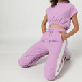2 Piece Set Sweatpants and Cropped Short Sleeve Tee Tops Joggers Set Pants With Drawstring Trouser Jogger Suits for Women Co-ord