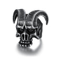 Custom Stainless Steel Men Horn Satan Devil Demon Skull Rings Gothic Punk Rock Jewelry Gift for Biker Male Boy