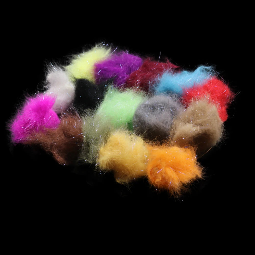15 Color  3g Fly Tying Hare's Ice Dub Nymph Scuds Ice Wing Fiber Thorax Dubbing Material with Flash Sparkle Rabbit Hair Fiber