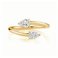 Wholesale Ring Supplies 925 Sterling Silver Jewelry 18k Gold Plated Open Adjustable Plain Two Stones Claw Ring