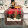 Custom Ychon Reindeer Red Black Checkered Table Runner Christmas Home Decorations Party Decorations Christmas Table Cloth