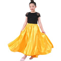 Shiny Elegant Satin Long Skirt for Girls 360 Degree Ballroom Belly Dance Performance Wear for Parties Stages Kids' Stage Wear