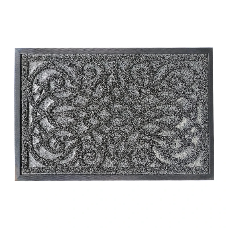 Wholesale Solid Color Cut Pile Grass Door Mats High Water Absorbent Rubber Doormat for Entryway Machine Made Plush Pile Height