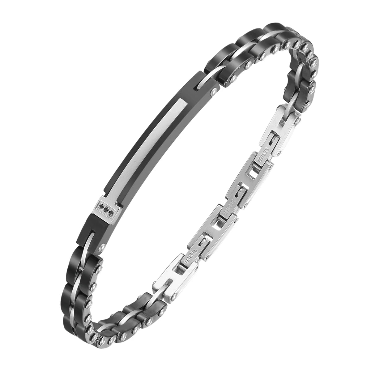 Luxury Italian Design PVD Black Plated Premium 316 Stainless Steel Ceramic Bracelet with 5A Cubic Zircon Jewelry for Men