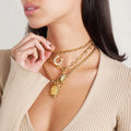 European American Style Sun Hip Hop Stainless Steel Retro Niche Clavicle Chain Pendant Necklace Trendy Geometric Shape Link