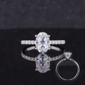 Starsgem Oval Shape 14K  Gold Bridal 6X9mm  Moissanite Rings Engagement 4 Prong Ring with Moissanite Pave Band