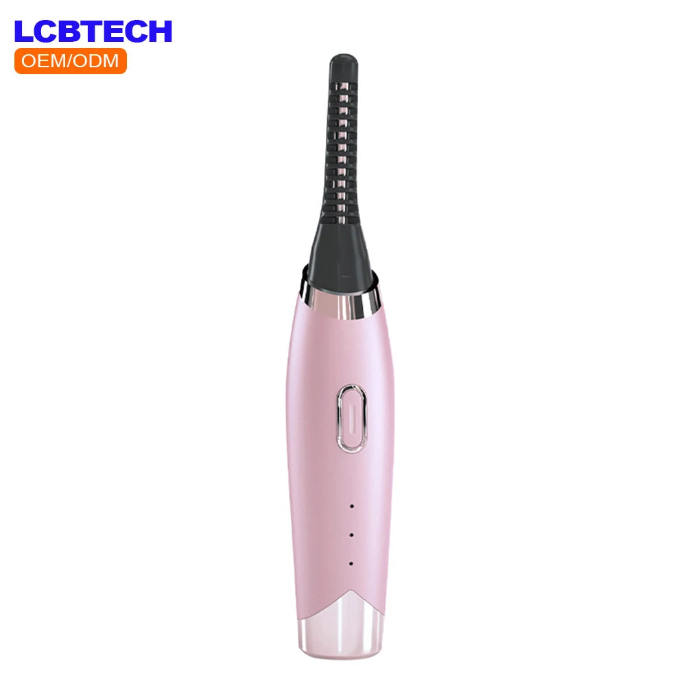 Hot Selling Pink Electric Heated Eyelash Curler Custom Logo Makeup Beauty Tool Plastic Material
