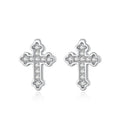 Wholesale 925 Sterling Silver Simple CZ Diamond Cross Stud Earrings Trending Religious Fashionable
