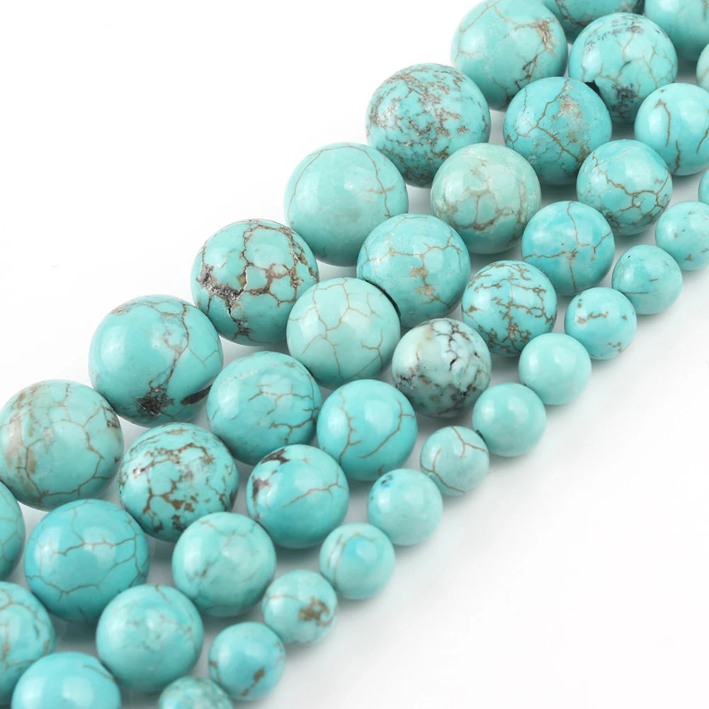 Wholesale 4/6/8/10/12MM Blue Turquoise Stone Beads Smooth/Matte Round for Jewelry Making DIY
