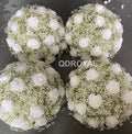 Realistic White 3D Silk Orchids Roses Table Centerpiece for Wedding Party or Graduation Indoor Events Flower Arrangement Decor