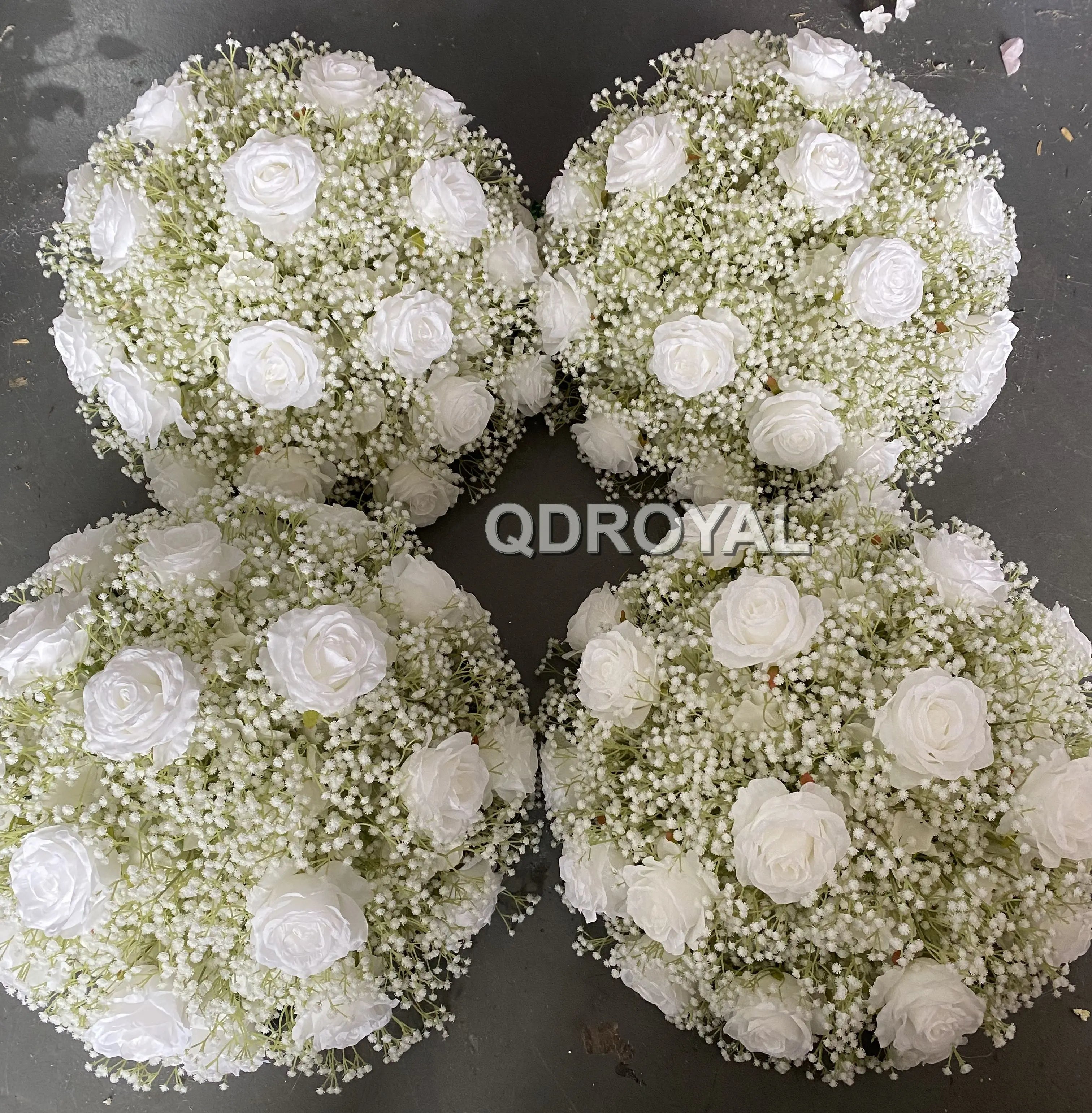 Realistic White 3D Silk Orchids Roses Table Centerpiece for Wedding Party or Graduation Indoor Events Flower Arrangement Decor