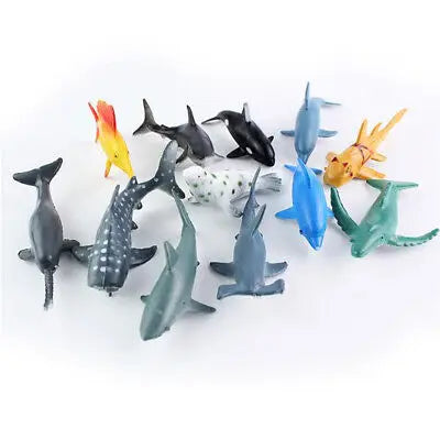 24pcs/set Plastic Ocean Animals Figure Sea Creatures Model Toys Dolphin Turtle