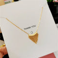 Bohemian Style Waterproof Stainless Steel PVD Gold Fan Fringed Pendant Women Necklace Fashion Jewelry