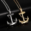 Wholesale Men Jewelry Hiphop Necklace Stainless Steel Globe Pendant for Couple Retro Boat Anchor Charm Necklace