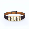 Hot Selling Customized Engraved Family Name Beads Leather Bracelet for Dad Father's Day