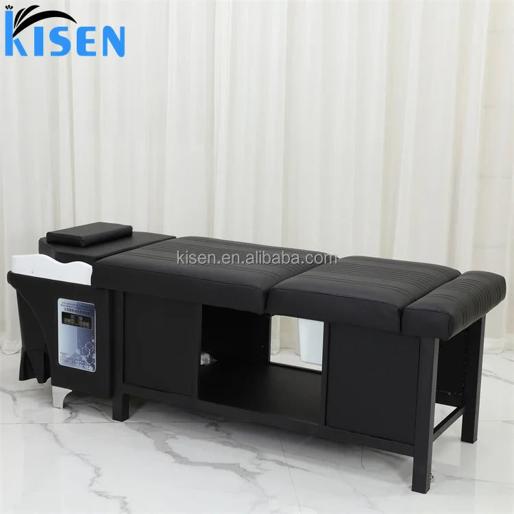 Kisen Modern Thai Spa Head Water Therapy Treatment Lay Down Washing With Foot Basin Massage Chair Salon Shampoo Bed