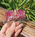 DIY Chinese Supplier Witch Tree Fork DIY Rainbow Bridal Silver Thread Natural Red Crystal Hairband