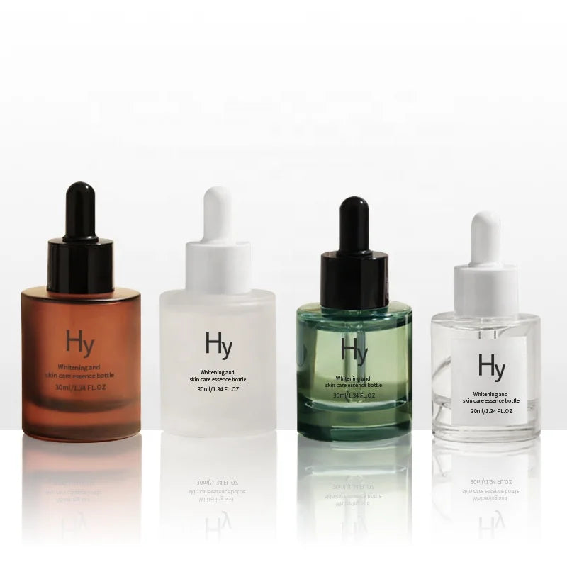 20ml 30ml 1oz Amber Clear Frosted Cylinder Flat Shoulder Skin Care Serum Glass Dropper Bottle for Beard Essential Oil
