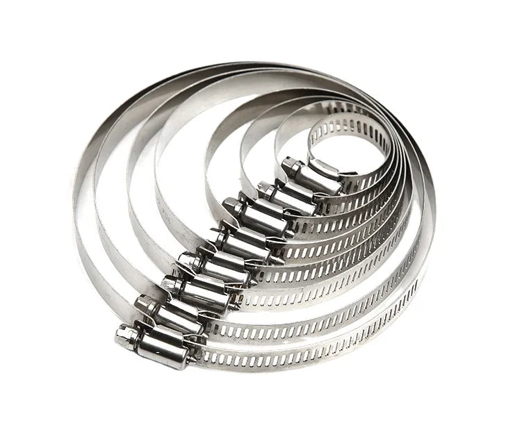 Stainless Steel 304 Worm Gear Hose Clamp Adjustable for HVAC System Inch & Metric Polished Surface 8-700mm
