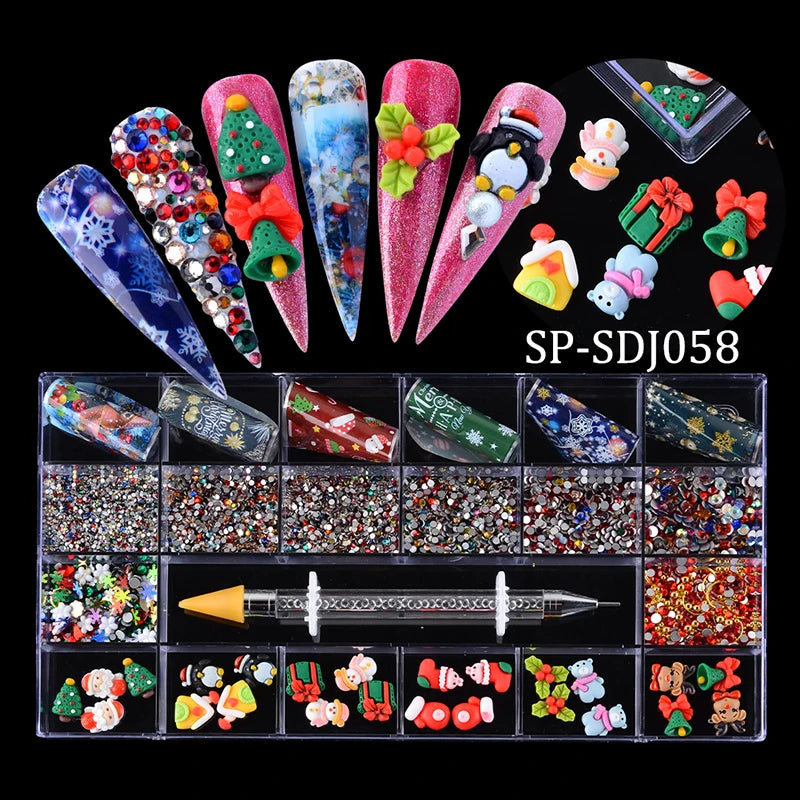 3D Alloy Metal Snowman Snowflakes Christmas Nail Art Charm Decals for Nails