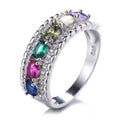 Sterling Silver Fashion Personality rainbow Cut Diamond Ring Ring for Women