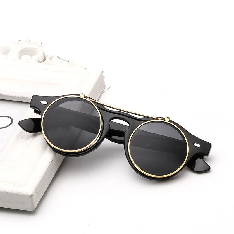 Wholesale High Quality PC Material Fashion Vintage Flip up Shades Eyewear Retro Designer Custom Sun Glasses Women Men Sunglasses