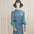 MLD1017 Elegant Islamic Clothing Solid Color Muslim Women's Long Sleeve Abaya Satin Loose Fit Size  Daily Wear Modest Dress