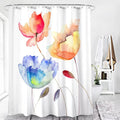 3D Printed Green Tropical Plants Bathroom Shower Curtain Waterproof Polyester Bath Screen with Digital Printing Leaf Design