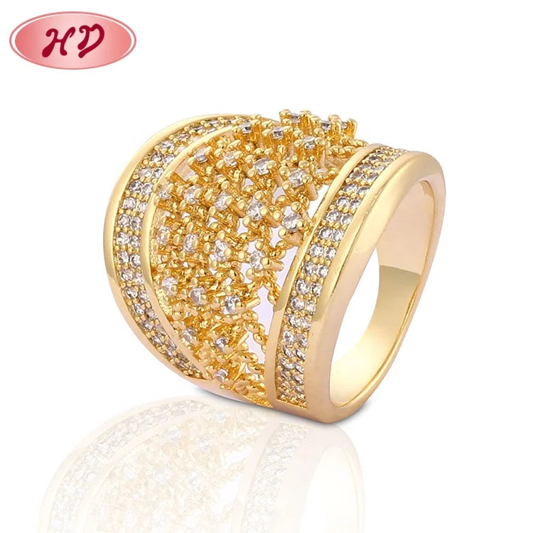 Dubai Gold Rings Mens Jewelry Cheapest Diamond Finger Gold Plated Solitaire Ring for Party