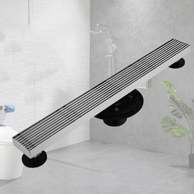 Hongdec Stainless Steel Modern Electroplated Long Floor Drain Insert Shower Drain with Easy Installation for Bathroom
