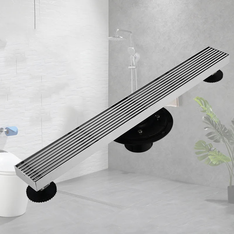 Hongdec Stainless Steel Modern Electroplated Long Floor Drain Insert Shower Drain with Easy Installation for Bathroom
