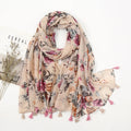 Premium Foulard Femme Long Printed Soft Linen Cotton Scarf Shawls Women Luxury Fresh Floral Tassel Scarfs Scarves Echarpe