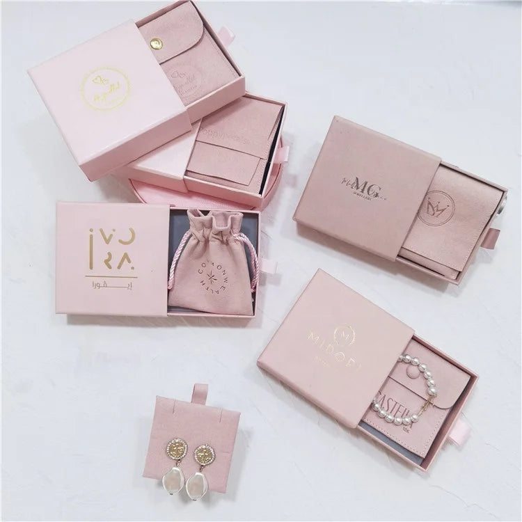 Chuanghua Pink Cute Earring Pouch Suede Jewelry Pouch Pink Insert Pad Bracelet Packaging Envelope Microfiber Suede Jewelry Pouch