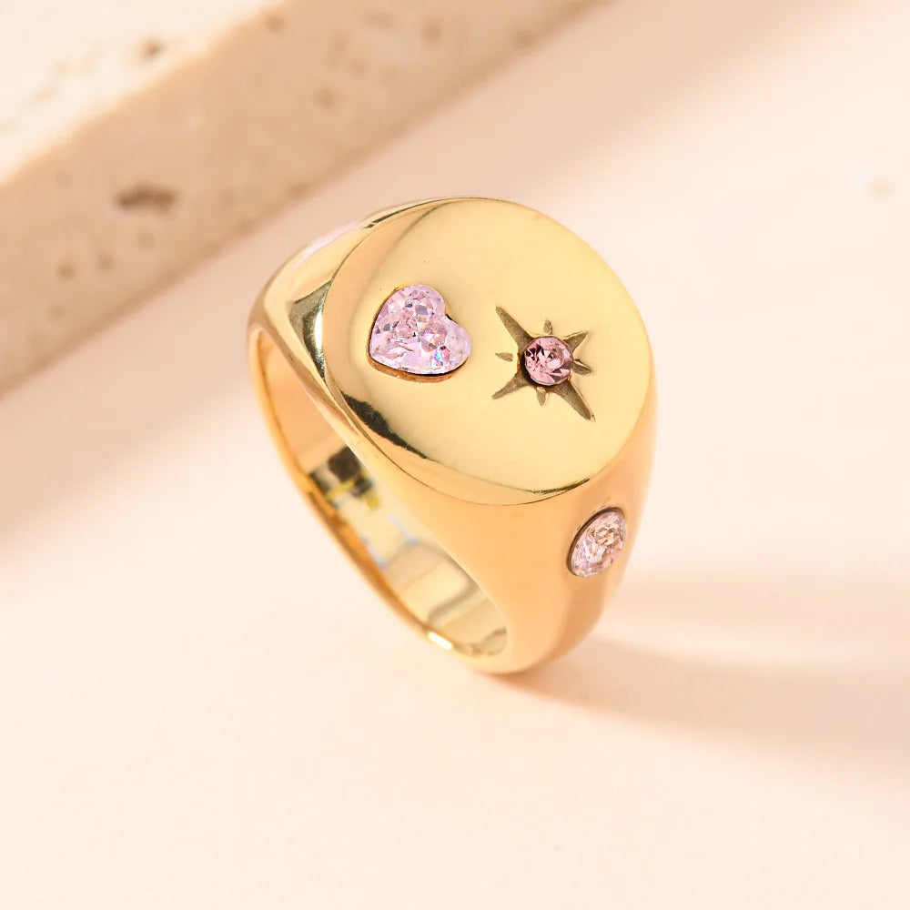 2025 Hypoallergenic Stainless Steel Geometric Custom Signet Chunky Rings Fashion Jewelry Rings Waterproof  Rings Jewelry Women