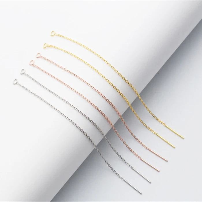 Fashion Jewelry Cable Cross Chain Earrings Thread 925 Sterling Silver for Women