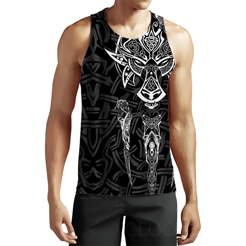Fitspi Wholesale Men's Vest 3d Digital  Printing Round Neck Sleeveless Top Singlet Vest Dropshipping