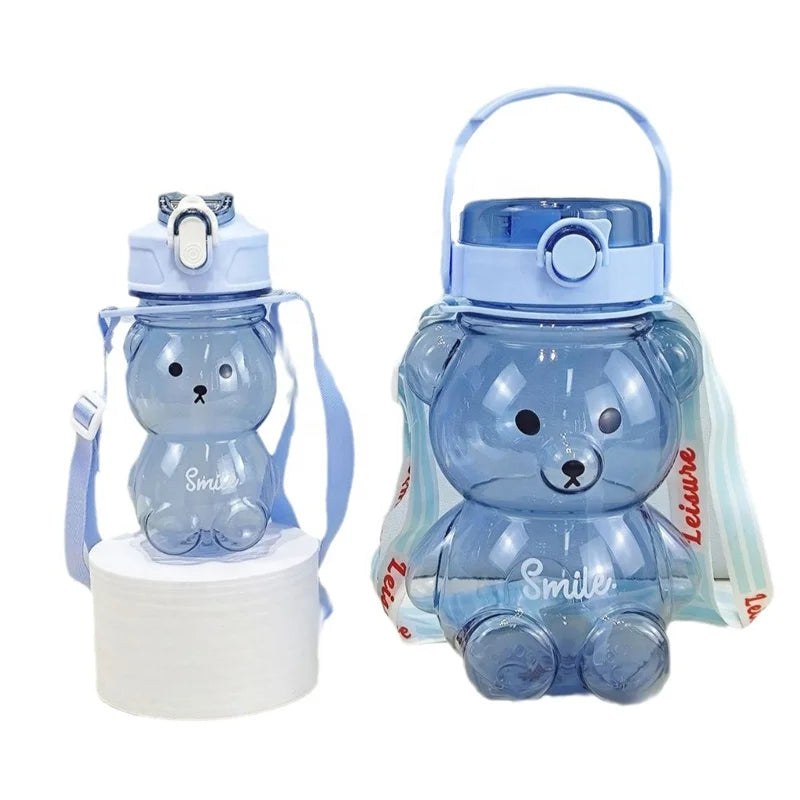 Wholesale1000ml Hot Sale Small Bear Kawai Cute Water Bottles for Kids Large Capacity New Style Big Belly Cup