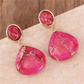 Trendy Red Imperial Jasper Dangle Stud Earrings Gold Women Teardrop Natural Stone Drop Earrings Luxury Jewelry Bijoux  Wholesale Popular Jewelry