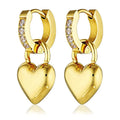 Trendy Bijoux Acier Inoxydable Fine Jewelry 18K Gold Plated Stainless Steel Huggie Earring Diamond Heart Hoop Earrings for Women