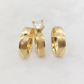Beautiful 18K Gold Plated 3pcs Love Alliance Wedding Engagement Rings Sets Stainless Steel Zircon for Men Women Perfect Gift