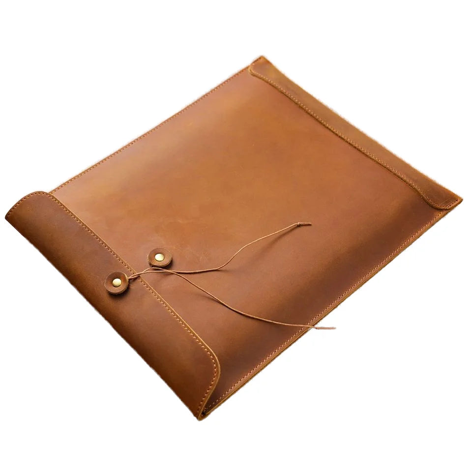 Boshiho Portable Vintage PU Leather Briefcase Fashion Office Paper Organizer Large Capacity for Storing Documents Data Contracts