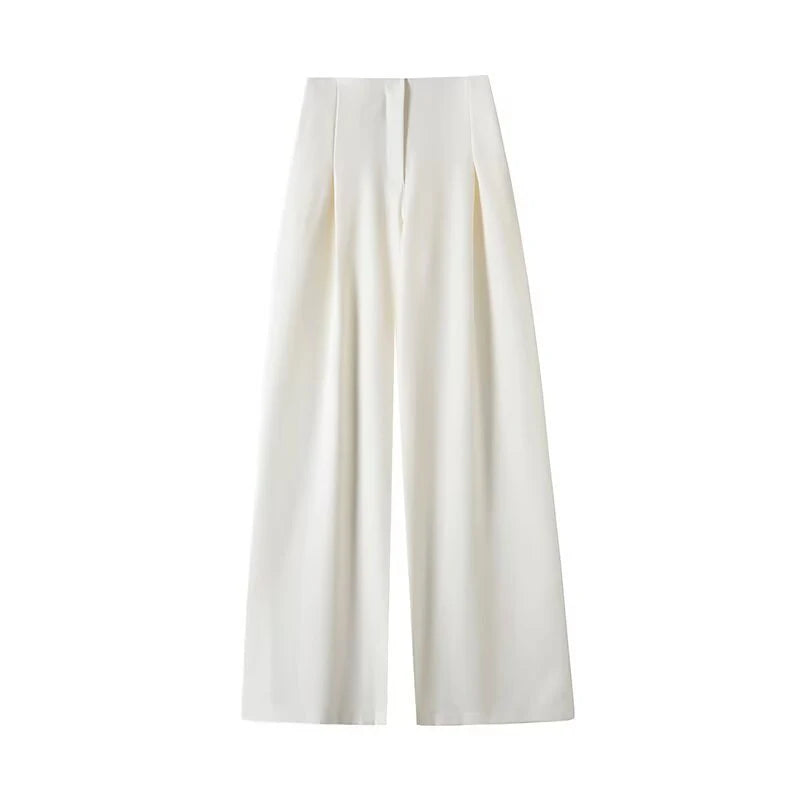ZATRHMBM Spring and Autumn Women's Wear 2025 New Fashion Solid Color Suit Pants Retro High Waist Casual Women's Trousers