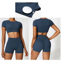 Custom Yoga Gym Shorts Set Active Wear Fitness 2 Piece Crop Top and Leggings for Women